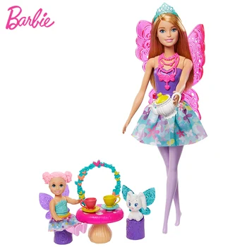 Barbie Dreamtopia Păpuși Fantezie Elfi Set Feenbox Cu Accesorii Casa Joc Pansament Jucărie Pentru Fete, Cadou de Ziua GJK49