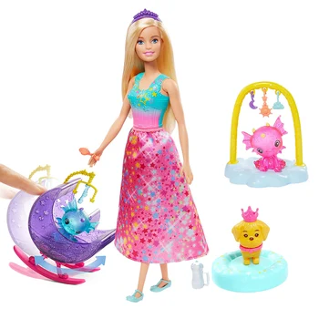 Barbie Dreamtopia Păpuși Fantezie Elfi Set Feenbox Cu Accesorii Casa Joc Pansament Jucărie Pentru Fete, Cadou de Ziua GJK49