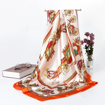 Pătrat Eșarfă de Mătase Pentru Femei Eșarfe Împachetări Văl de Lux de Designer Șaluri 90*90cm Bandană Mare Musulmane Hijab AA10135