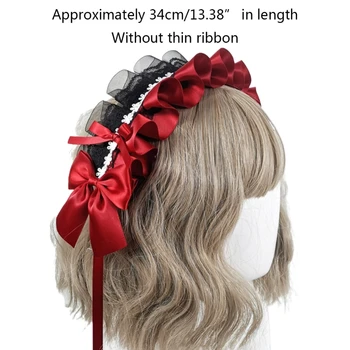 Japoneze Lolita Dulce Bentita de Culoare de Contrast Ciufulit Dantelă Panglică Arc Hairband cu Agrafe Anime Menajera Frizură