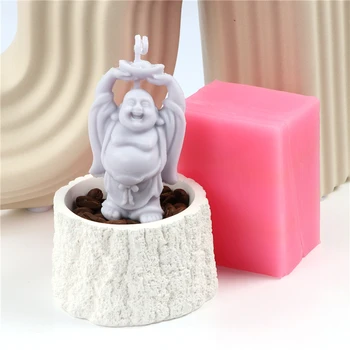 4 Fondant Statuie a lui Buddha caroserie Silicon Lumânare Mucegai Rășină Lut Ipsos Arta 3D DIY Bule de Aromoterapie