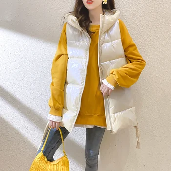 Iarna bumbac vesta femei versiunea coreeană plus dimensiune vesta cu gluga pentru femei scurte de iarna de moda sacou de culoare solidă bumbac gros vesta