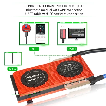 Inteligente BMS LiFePO4 3S 4S 6S 7S 8S 10S 12S 13 14 15 16 17 20 24 3.2 V Bluetooth APP Uart Cablu Pentru Baterie de Litiu