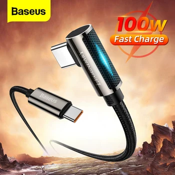 Baseus PD 100W USB Type C la USB C Cablu de 90 de Grade de Încărcare Rapidă Încărcător, Cablul de Sârmă Pentru Macbook Samsung, Xiaomi, Huawei USBC Cablu