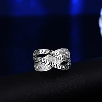S925 Argint Doamna stralucitoare de cristal inel de bijuterii de platină fata high end coroana inel cadou