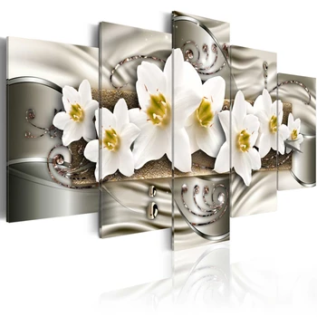 5d DIY diamant pictura 5 Panoul de orhidee albe flori de diamant full broderie mozaic cruciulițe decor de perete