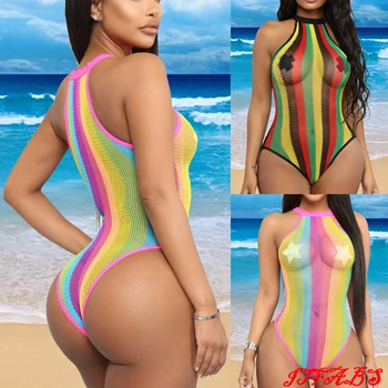2020 Sexy Femei dintr-O bucata Bikini Vara pe Plaja Rainbow de Culoare costum de Baie cu Dungi de Costume de baie Costum de Baie Bikini Beachwear Biquini