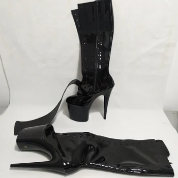 8 inch cizme cu toc pentru femei, 20 cm toc cu fermoar open-top model de pantofi, mid boot, model sexy scenă și cizme genunchi