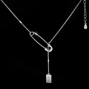 925 sterling de argint colier pini de sex feminin clip de hârtie de nișă sens de design tendință clavicula lanț de sex feminin de simplu temperament colier
