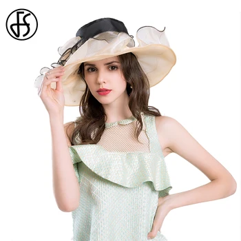 FS 2020 Organza Kentucky Derby Pălării Pentru Femei Rochie Eleganta de Vara Biserica Pălărie Mare de Flori Margine Largă Doamnelor palarie de soare Vintage Fedoras
