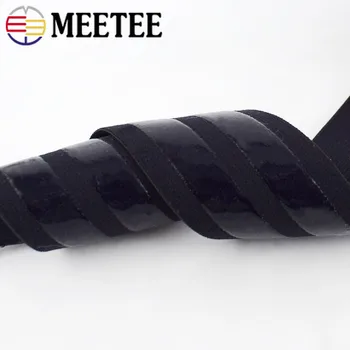 Meetee 2/4Meters 5cm Alb Negru de Nailon, Poliester Non-alunecare Silicon Elastic DIY Haine de Cusut Centura de la Pantaloni Stretch Banda EB038