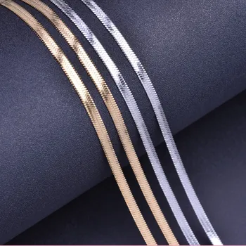 Lățime 3/4mm din Otel Inoxidabil Lanțuri Declarație Coliere Pentru Femei Bijuterii Plat Colier de Aur Lanț de Șarpe Bărbați Cadouri Diverse lungimi