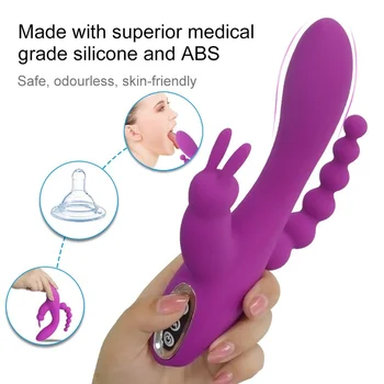 3 în 1 G de Recunoastere Iepure Analsex Penis artificial Vibratoare Jucarii Sexuale pentru Femei Adulte cu 10 Moduri de Vibrare Impermeabil Clitorisul Stimulato penis artificial