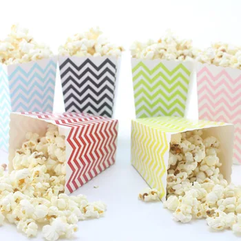 12 Buc Popcorn Cutii Colorate de Hârtie de Unică folosință Dungi Dot Baby shower Consumabile Partid Ziua de nastere Containere pentru Acasă Cutie de Bomboane