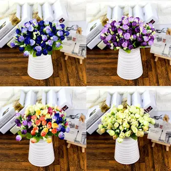 1Bouquet 15 Capete de Flori Artificiale Bujor Ceai a Crescut de Vară Mătase Flori False pentru DIY Living Home Garden Petrecere de Nunta Decor