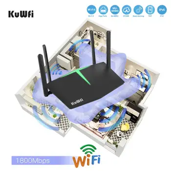 WiFi 6 Router Smart Dual Band WiFi 802.11 ax Wireless Gaming Bitcoin Router 4 Porturi Gigabit Suport OFDMA MU-MIMO pentru Biroul de Acasă