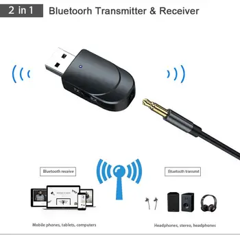 KN330 compatibil Bluetooth Audio Transmițător Receptor 3in1 USB TX/RX Dublă de Ieșire Pentru TV Auto PC Laptop Wireless Adapter