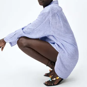 Za Femei 2021 Noua Moda Cu Două Culori Vrac Asimetrie Bluze Vintage cu Maneci Lungi Buton-up de sex Feminin In Tricouri Topuri Chic