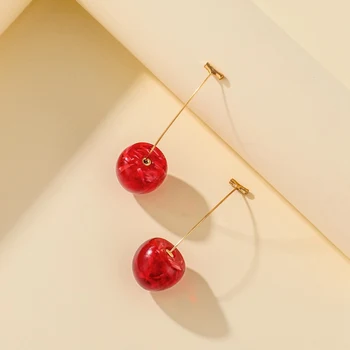 Cercei Cireșe Cireșe Petale De Rășină Drăguț Pentru Femei La Modă De Plante Noi Accesorii Acrilice Margele Cherry