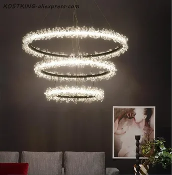 Modern de Aur Rotund Candelabru de Iluminat Lampa LED Lustre Living Dormitor Cristal Inel de Lumini de Interior, corp de iluminat