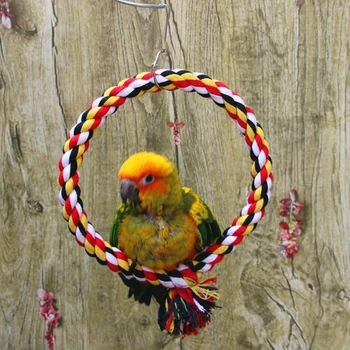 Noutatea Pasăre Jucărie De Înaltă Calitate Papagal Inele Jucării Rotund Cerc Pasăre Alpinism Jucărie Amuzant Produse Pentru Animale De Companie Leagăn Frânghie Pasăre Consumabile