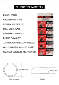 15BUC Pentru maxell Original CR1220 Buton Baterie Pentru Ceas Cheie de la Distanță Masina cr 1220 ECR1220 GPCR1220 3v Baterie cu Litiu