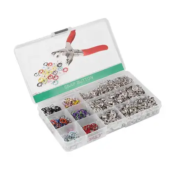 1Set 200pcs Metal Snap Butonul Tool Kit 9,5 mm 10 Culori fixare Fixare Cu Mâna Presiune Cleste Instrumente Pentru Îmbrăcăminte Crafting Cusut