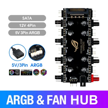 De la 1 La 8 Multi Fel Splitter 5V/3 Pin ARGB 4 Pin PWM Cooler Fan HUB pentru PC Placa de baza Benzi cu LED-uri de Lumină de Control Adaptor SATA/ 4D