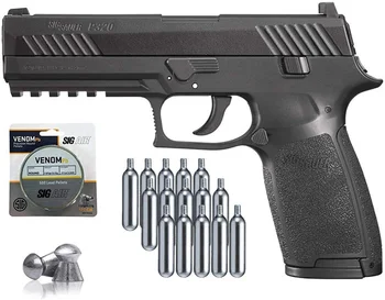 SIG Sauer P320 Pistol de Aer cu CO2 12 Grame (15 Pack) și 500 de Pelete de Plumb Perete tin semn