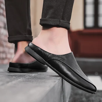 Mocasini Papuci Barbati Din Piele Catâri Jumătate Pantofi Pentru Bărbați Pantofi De Lux De Moda Zapatillas Hombre Casual Slip On Apartamente Om Mocasini