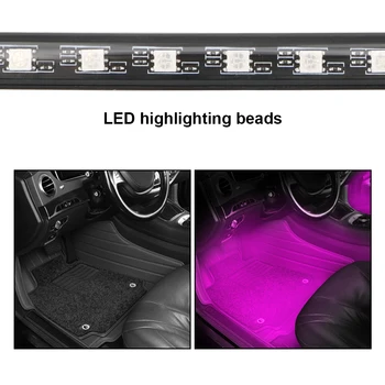 Lampă ambientală de la Distanță/Voice Control Interior Auto Lumini Decorative 24/36/48 LED-uri LED-uri Auto Piciorul Atmosferă de Lumină Lampă