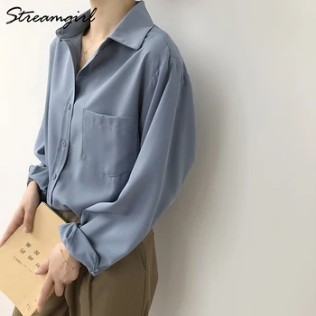 Streamgirl Femei Camasa Eleganta cu Maneca Lunga Imitație Tencel Bluza Femei de Moda OL Simplu Camasi Pentru Femei de Primavara Topuri 2021
