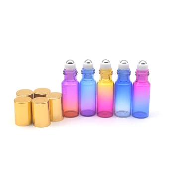 20buc Portabil de Călătorie Esențiale de Ulei de Parfum cu Role Flacon de unică folosință 5ml Gradient Colorate de Sticlă Subțire Rola Mingea Sticla