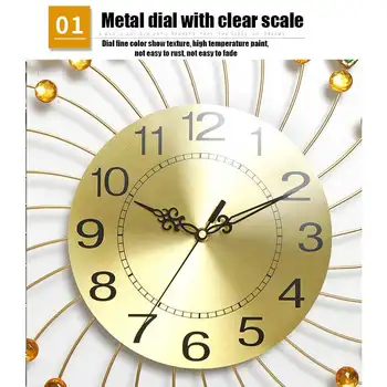 Mare 3D de Aur cu Diamante de Cristal Păun Ceas de Perete Metal Ceas pentru Casa Moderna de Decorare Camera de zi Ceasuri DIY Ornamente 62x62cm