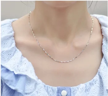 925 Lanț de Argint Colier pentru Femei Bijuterii kolye collares S-N15 (cu Diametrul de 1 mm)