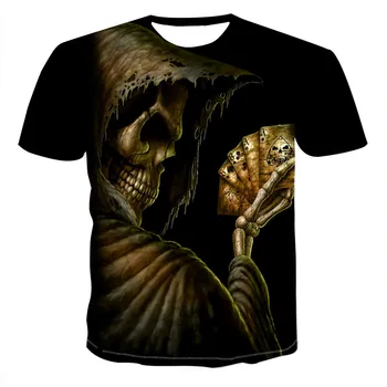2021 Camiseta hombre para Estilo punk Camiseta con calavera 3D Topuri Hip Hop Calavera Punisher Acepta personalización