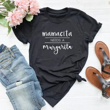 Femei De Moda T-Shirt 2019 Casual De Vara Tricou Maneca Scurta Mamacita Are Nevoie De O Margarita Scrisoare De Imprimare T-Shirt De Top Lady Tee
