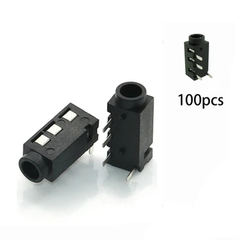 100buc 3.5 mm Audio Feminin Conector 4 Pini DIP pentru Căști Jack Socket PJ-320A