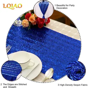 LQIAO 30x180cm Sequin Tabelul Runner Albastru Regal, Sclipitoare cu Paiete Material textil Dreptunghi Masă Rotundă Petrecere de Nunta DIY Runner 72in Mult