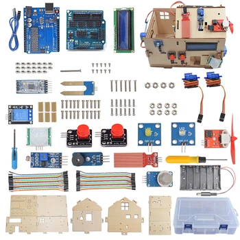 Smart Home Kit Pentru Arduino DIY de Învățare Costum Cu Panouri de Lemn Senzori Fan Sevofluran Releu Motor Ecran Bluetooth + Cutie de vânzare cu Amănuntul