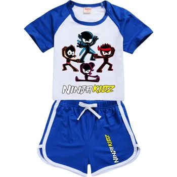 Ninja Kidz Serie pentru Copii Haine Copii Sportwear Costum din Bumbac cu Maneci Scurte T-shirt Suit E Băiat Haine E Haine de Fata