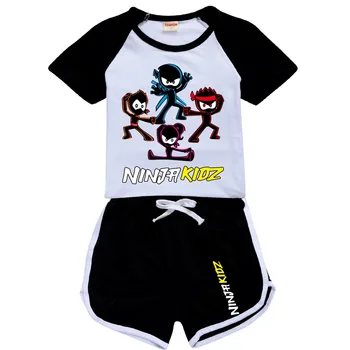 Ninja Kidz Serie pentru Copii Haine Copii Sportwear Costum din Bumbac cu Maneci Scurte T-shirt Suit E Băiat Haine E Haine de Fata