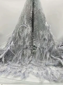 New sosire rochie de mireasa Dantela Tesatura Appliqued Cu Pene de Proiectare 3d de Înaltă Calitate material Moale, frumos franceză Dantela Tesatura