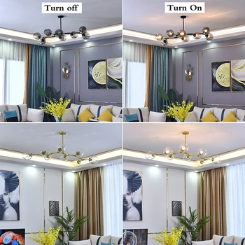 Modern Luciu Candelabru de Sticlă Iluminat Camera de zi Dormitor Nordic CONDUS Candelabre Lampa de Interior Decor Bucatarie Corpuri de iluminat