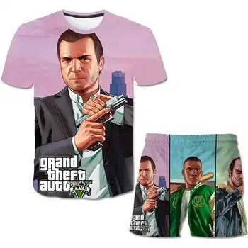 Vara haine Copii baieti fete Grand Theft Auto Gta maneci scurte T-shirt GTA5 pantaloni scurti seturi gta5 T-shirt îmbrăcăminte pentru copii