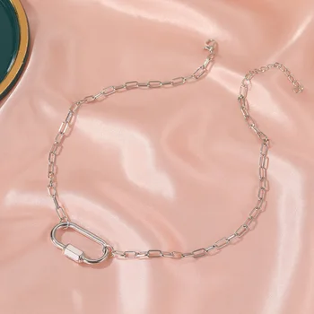 Femei pandantive Gât bijuterii medalion colier Aliaj accesorii retro șurub catarama colier carabină clavicula lanț colier