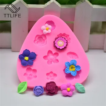 TTLIFE 3D Triunghi Floare de Colectare Mucegai Silicon Fondant Tort de Decorare DIY Instrumente de Ciocolata Săpun de Copt Matrite Bucătărie Gadget