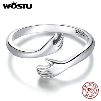 WOSTU Argint 925 Îmbrățișare Mâinile Inel Design Simplu Deget Inel Pentru Femei Elegante, Bijuterii de Argint CTR176