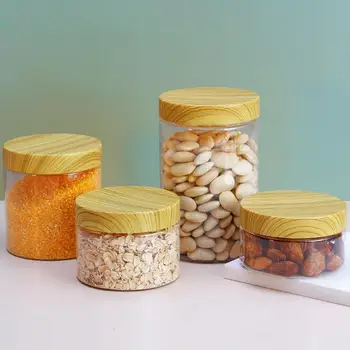 Lemn de Cereale Transparent Borcan Etanș de Bucătărie din material Plastic Proaspete-păstrarea de Stocare Borcan Condimente Cereale Umiditate-dovada de Nuci Biscuiti Borcan