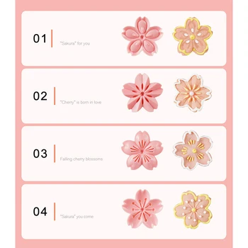 5pcs/set Sakura Cookie Matriță Timbru Biscuit Mucegai Cutter Pink Cherry Blossom Mucegai Farmec Floare DIY Florale Mucegai Fondant Instrument de Copt